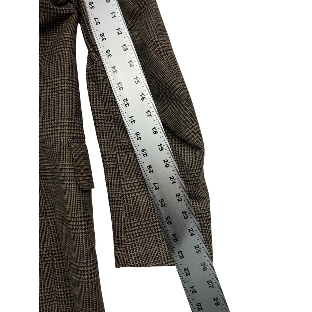 vtg 70s Palm Beach 38R 30x32 Brown Glen Plaid 3pc Tweed Pant Suit Wool USA Retro